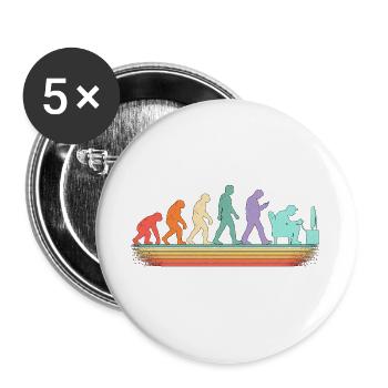 Evolution zum IT-Mitarbeiter - Buttons groß 56 mm (5er Pack) - Weiß - Vorne