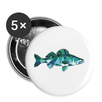 Poly Stil Zander - Buttons groß 56 mm (5er Pack) - Weiß - Vorne