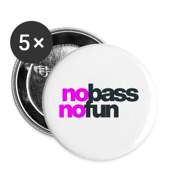 Kein Bass Kein Spaß - Buttons groß 56 mm (5er Pack) - Weiß - Vorne