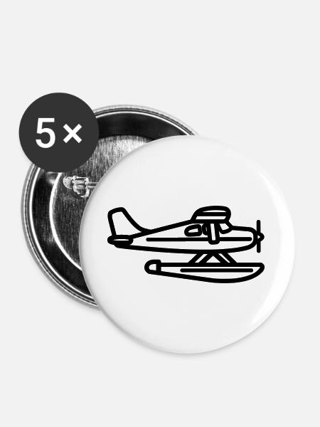 Wasserflugzeug - Buttons groß 56 mm (5er Pack) - Weiß