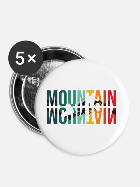 Retro Skifahren & Snowboard Design - Buttons groß 56 mm (5er Pack) - Weiß