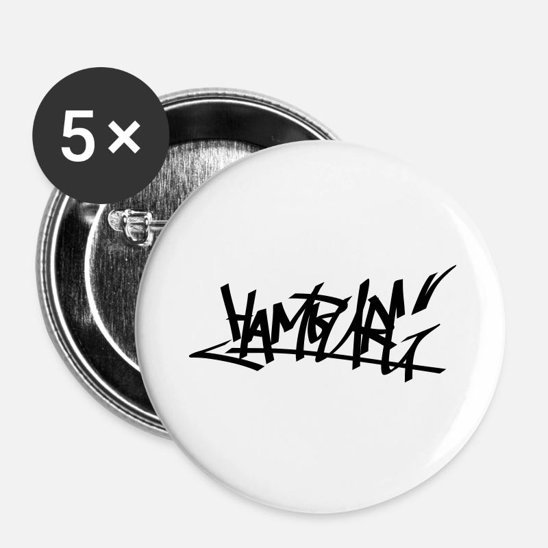 graffity hamburg 01 - Buttons large 2.2''/56 mm (5-pack) - white