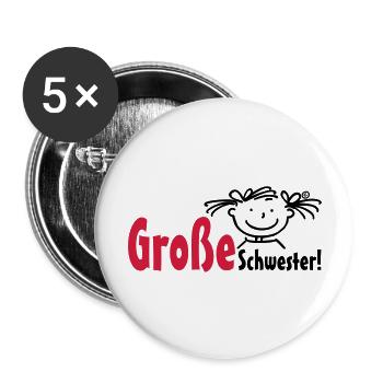 Große Schwester - Buttons groß 56 mm (5er Pack) - Weiß - Vorne