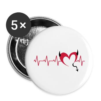 herz-teufel-ekg - Buttons groß 56 mm (5er Pack) - Weiß - Vorne