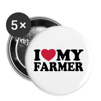 I love my farmer - Buttons large 2.2''/56 mm (5-pack) - white - Front