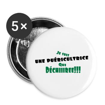 une puéricultrice - Lot de 5 grands badges (56 mm) - blanc - Devant