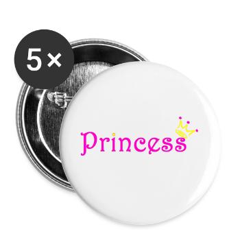 Prinzessin Glitzer Krone - Buttons groß 56 mm (5er Pack) - Weiß - Vorne
