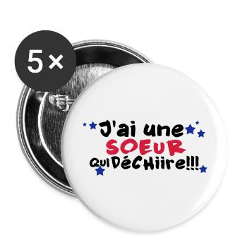 mA SOEUR déchire - Lot de 5 grands badges (56 mm) - blanc - Devant