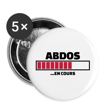 abdos en cours (v.2) - Lot de 5 grands badges (56 mm) - blanc - Devant