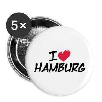 J'aime Hambourg / J'aime Hambourg - Lot de 5 grands badges (56 mm) - blanc - Devant