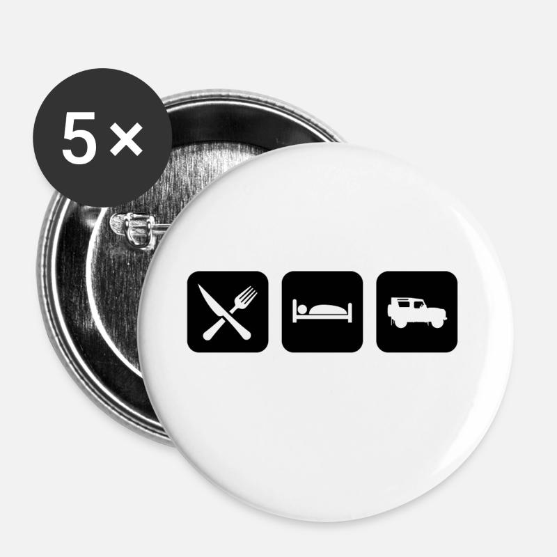Eat, Sleep & Defend - Buttons large 2.2''/56 mm (5-pack) - white