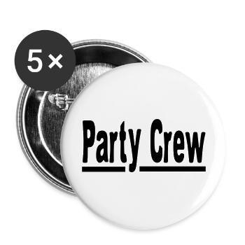 Party Crew - Buttons groß 56 mm (5er Pack) - Weiß - Vorne