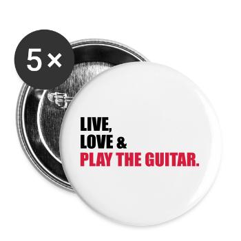 Guitare - Lot de 5 grands badges (56 mm) - blanc - Devant