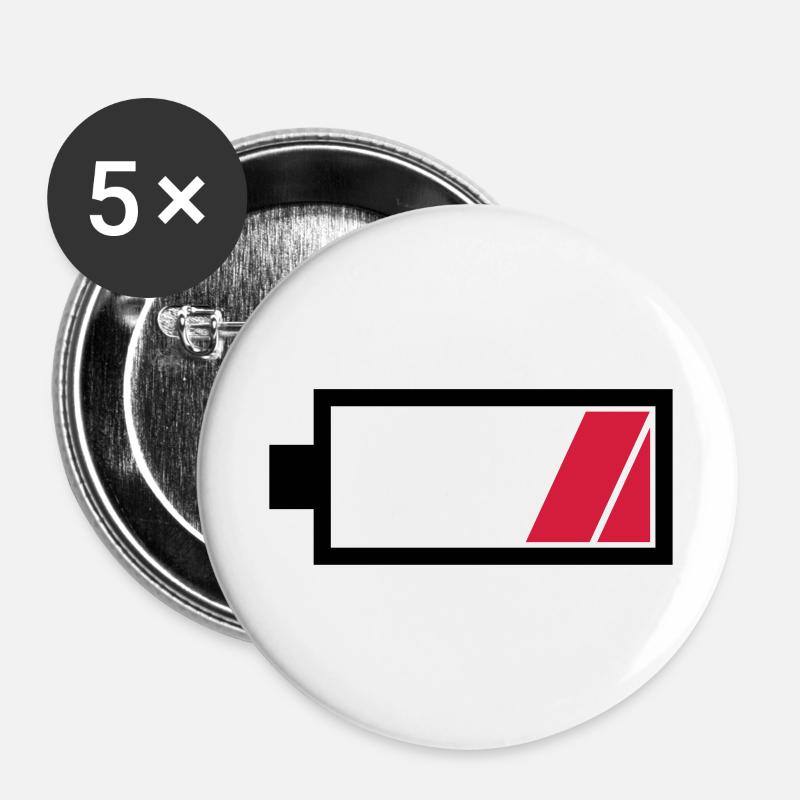 Akku leer Partner Motiv - Buttons groß 56 mm (5er Pack) - Weiß