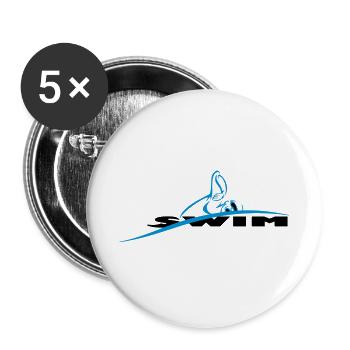 Logo natation nageur stylisé - Lot de 5 grands badges (56 mm) - blanc - Devant