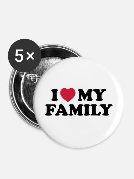 I love my family - Buttons large 2.2''/56 mm (5-pack) - white