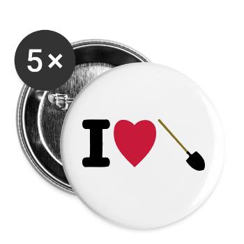 j'aime les pelles - Lot de 5 grands badges (56 mm) - blanc - Devant