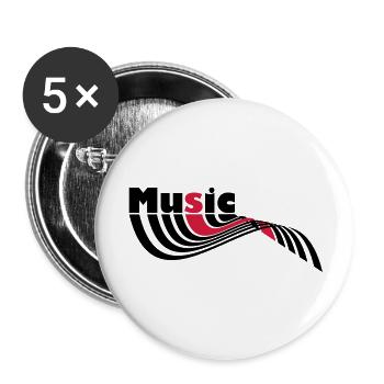 musique - Lot de 5 grands badges (56 mm) - blanc - Devant