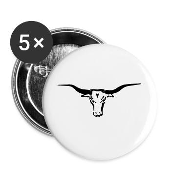 texas longhorn - Buttons large 2.2''/56 mm (5-pack) - white - Front