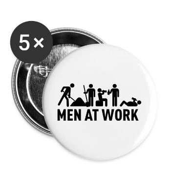 men at work - männer bei der arbeit - bauarbeiter - Buttons groß 56 mm (5er Pack) - Weiß - Vorne