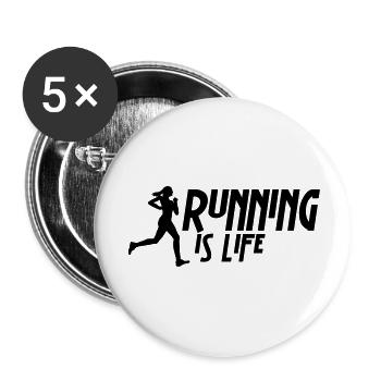 running is life female i 1c - Buttons large 2.2''/56 mm (5-pack) - white - Front