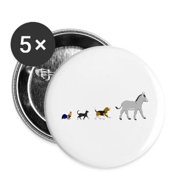 Dog, cat, cock, donkey - Buttons large 2.2''/56 mm (5-pack) - white - Front