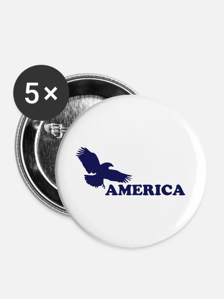 Amerika - America - USA - Buttons groß 56 mm (5er Pack) - Weiß