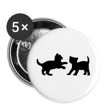 Zwei Kätzchen, die - Buttons groß 56 mm (5er Pack) - Weiß - Vorne