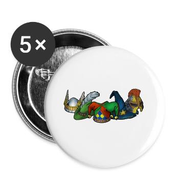 5 Hüte - Buttons groß 56 mm (5er Pack) - Weiß - Vorne