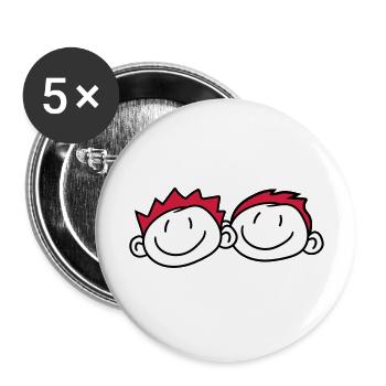2 freunde kopf gesicht paar familie gemalt kind kr - Buttons groß 56 mm (5er Pack) - Weiß - Vorne