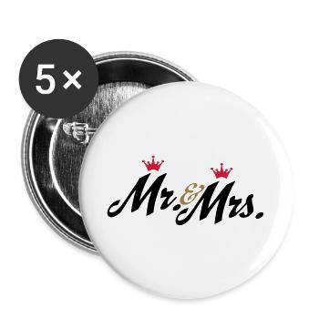 hochzeit - Buttons groß 56 mm (5er Pack) - Weiß - Vorne