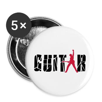 guitar - Lot de 5 grands badges (56 mm) - blanc - Devant
