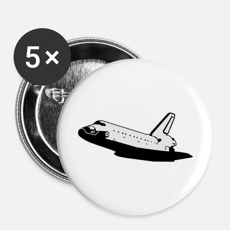 Space Shuttle (inga emblem) - Stora knappar 56 mm (5-pack) - vit