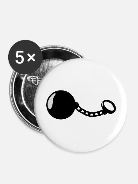 Prison Ball - Buttons groß 56 mm (5er Pack) - Weiß