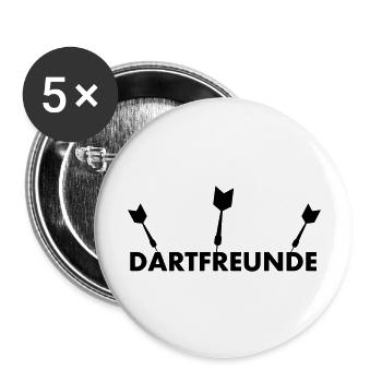 Dartfreunde - Dart-T-Shirt - Buttons groß 56 mm (5er Pack) - Weiß - Vorne