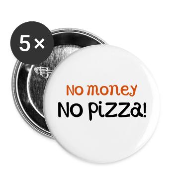 pizza lustig - Buttons groß 56 mm (5er Pack) - Weiß - Vorne