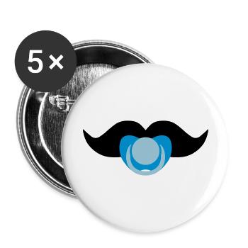 Baby-Schnurrbart - Buttons groß 56 mm (5er Pack) - Weiß - Vorne