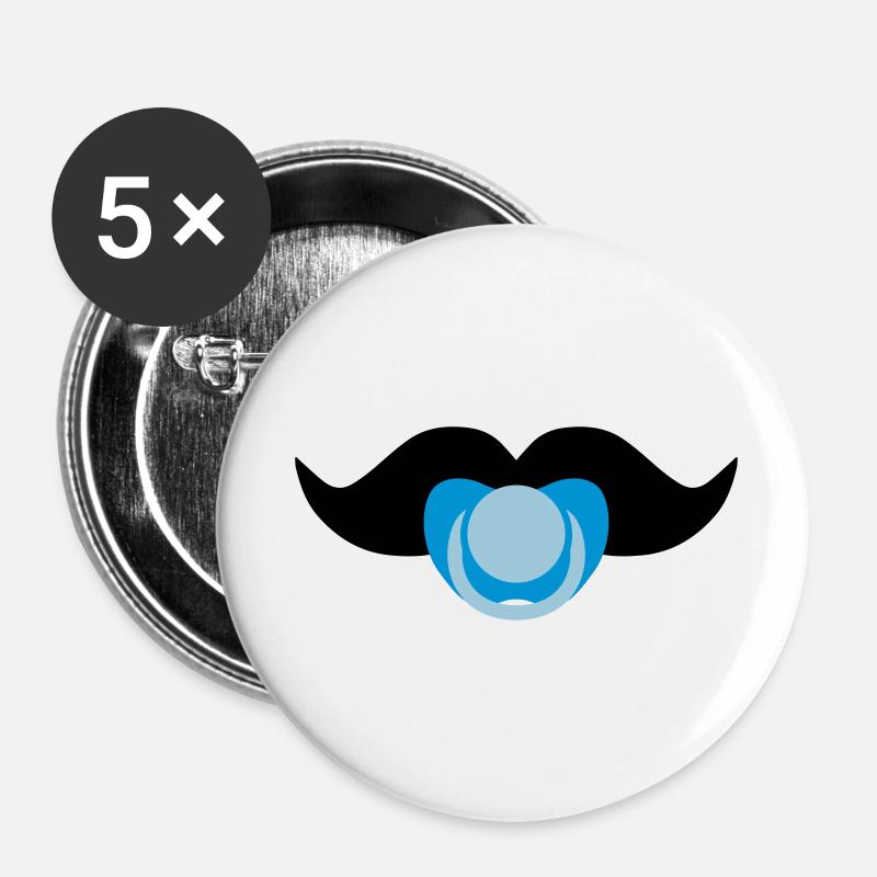 Baby Boy Mustache - Buttons large 2.2''/56 mm (5-pack) - white