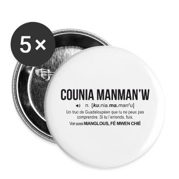 guadeloupe-definition - Lot de 5 grands badges (56 mm) - blanc - Devant