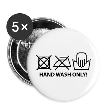 hand_wash_only_f1 - Lot de 5 grands badges (56 mm) - blanc - Devant