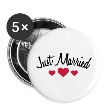 Just Married Hearts Logo Design - Lot de 5 grands badges (56 mm) - blanc - Devant