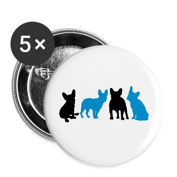 Französische Bulldogge - Buttons groß 56 mm (5er Pack) - Weiß - Vorne