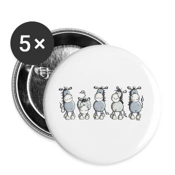 Funny Esel - Hausesel - Buttons groß 56 mm (5er Pack) - Weiß - Vorne