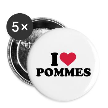 Pommes - Buttons groß 56 mm (5er Pack) - Weiß - Vorne