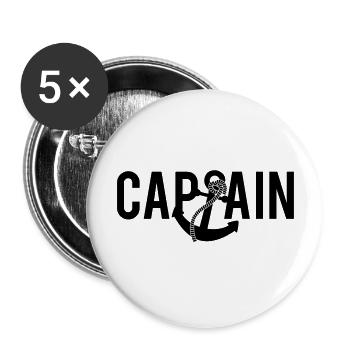Capitaine ancre Logo - Lot de 5 grands badges (56 mm) - blanc - Devant