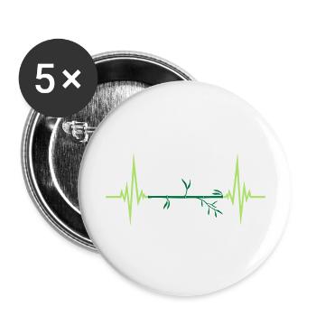 bamboo pulse frequency heartbeat plant silhouette - Buttons large 2.2''/56 mm (5-pack) - white - Front