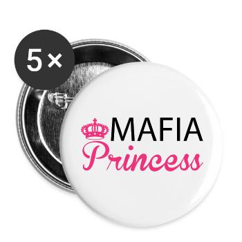 Mafia Princess - Buttons groß 56 mm (5er Pack) - Weiß - Vorne