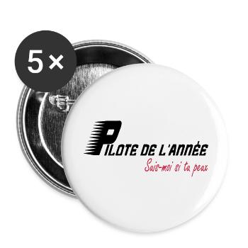 Pilote de l'année suis moi si tu peux - Lot de 5 grands badges (56 mm) - blanc - Devant