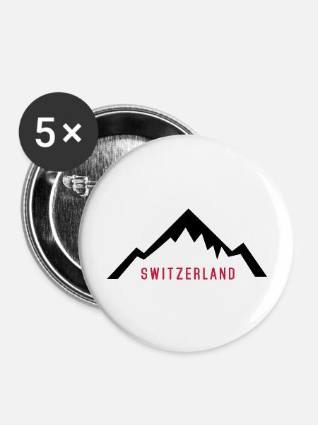 Switzerland Alps - Buttons groß 56 mm (5er Pack) - Weiß