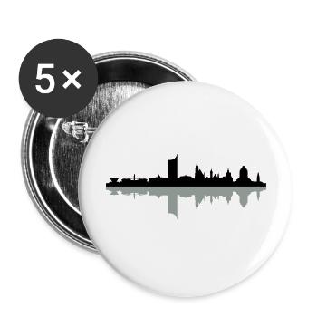Skyline Leipzig Schatten - Buttons groß 56 mm (5er Pack) - Weiß - Vorne